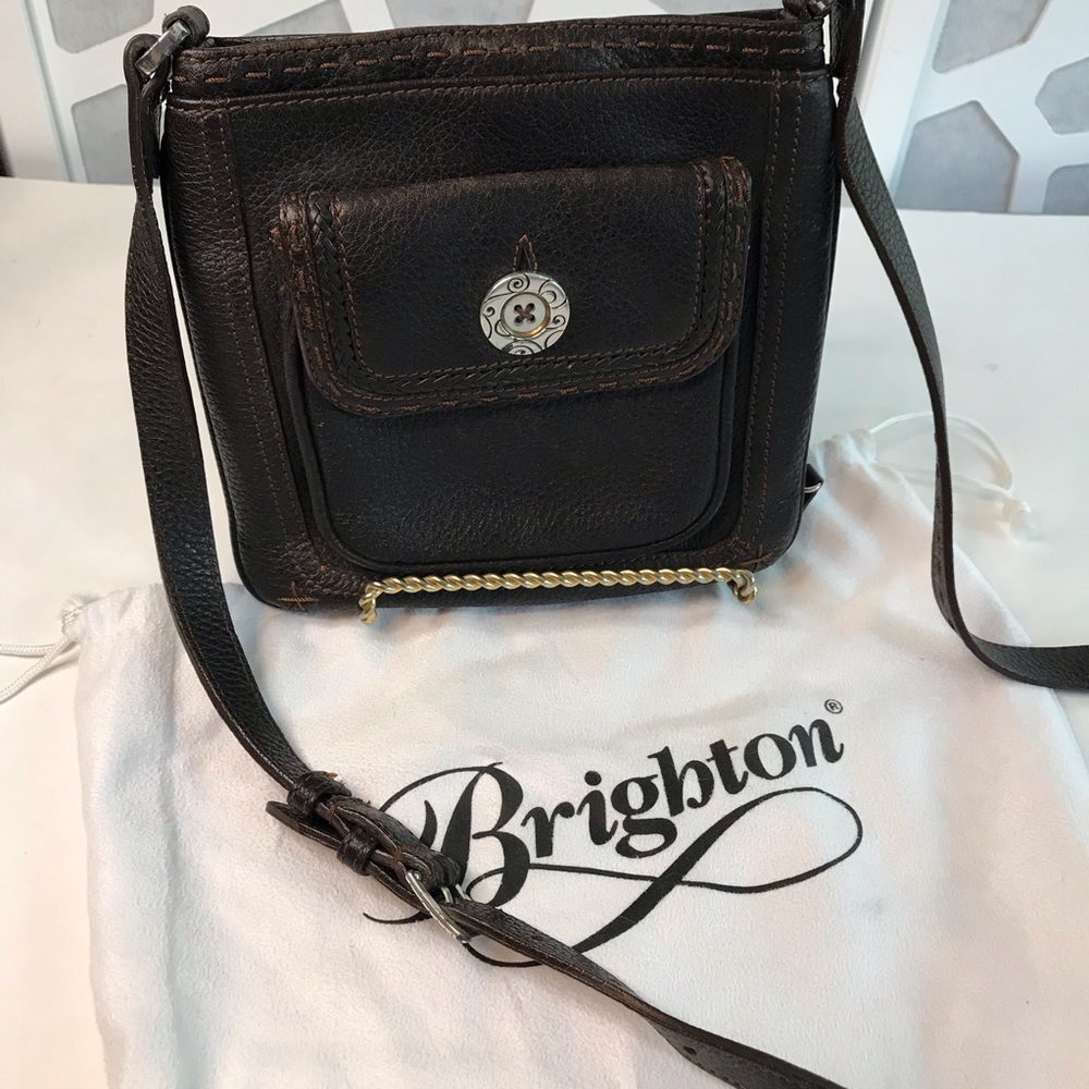 Brighton Dark Brown Pebbled Leather Crossbody